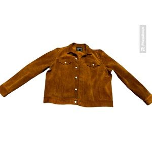 Men’s Lucky Brand brown suede trucker jacket XXL